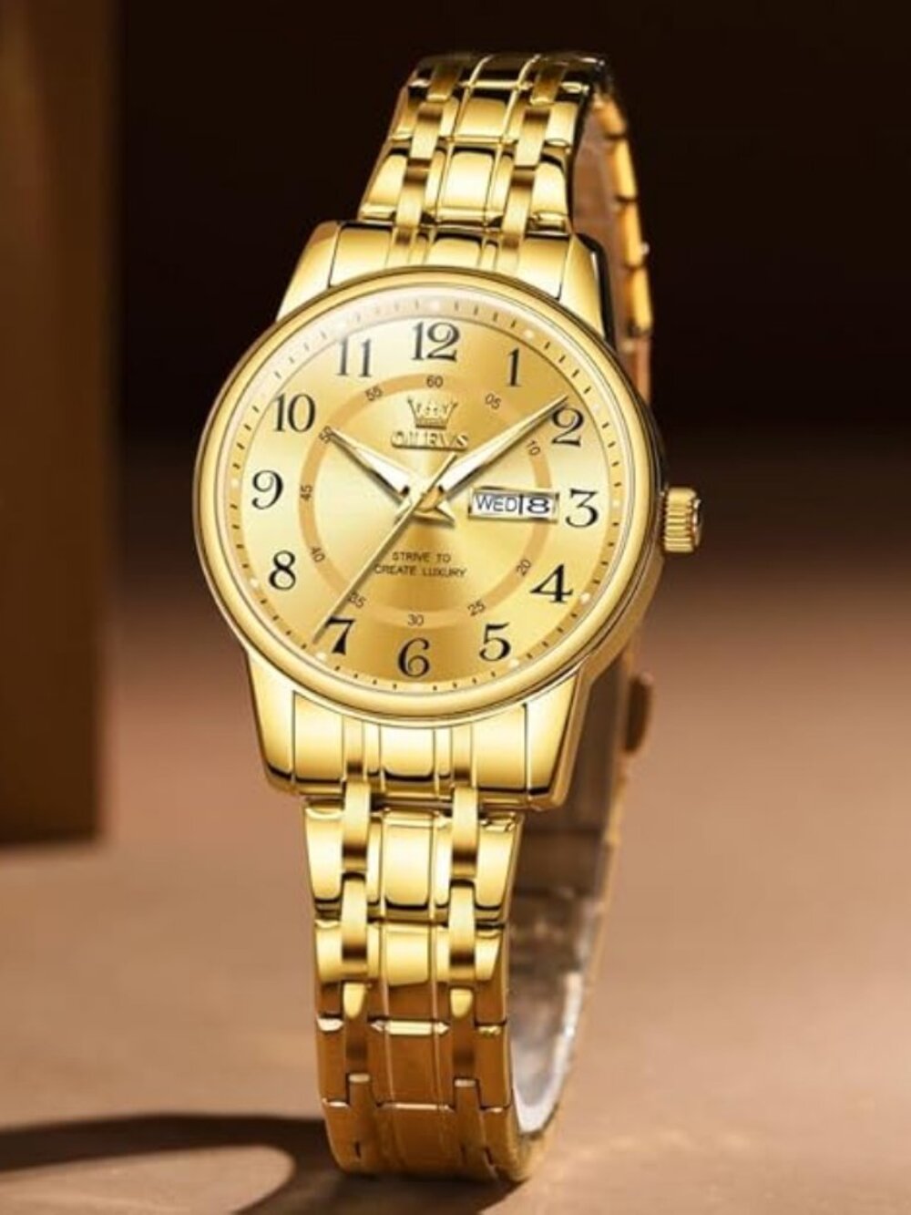 Women's Gold Analog Quartz Stainless Steel Relog Mujer Waterproof Classic Watch